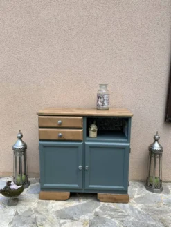 Buffet bas Mado rénové vert Galane et bois