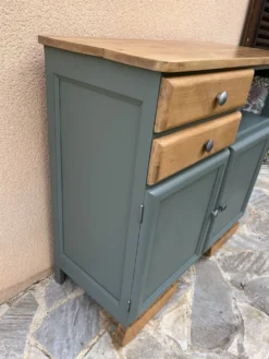 Buffet bas Mado rénové vert Galane et bois