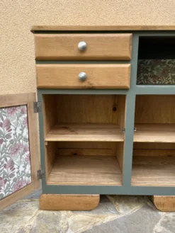 Buffet bas Mado rénové vert Galane et bois