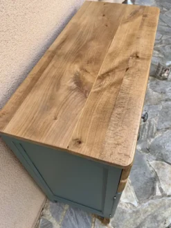 Buffet bas Mado rénové vert Galane et bois