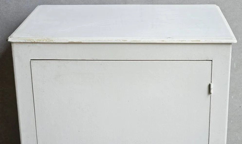 Buffet bas, meuble bar, placard, bois blanc, vintage, années 60