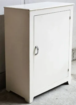 Buffet bas, meuble bar, placard, bois blanc, vintage, années 60