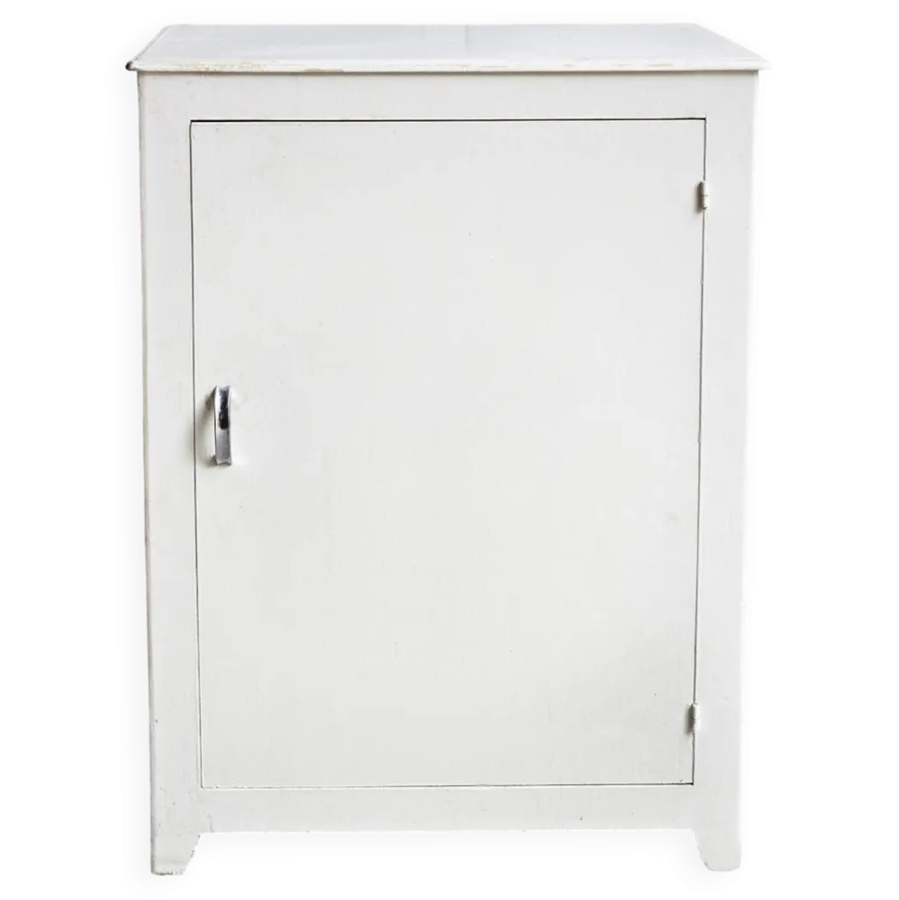 Buffet bas, meuble bar, placard, bois blanc, vintage, années 60