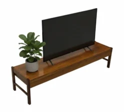 Buffet bas vintage avec tiroirs design en placage de noyer des années 70