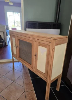 Buffet bois brut restauré pour meuble rangement d'entrée ou TV