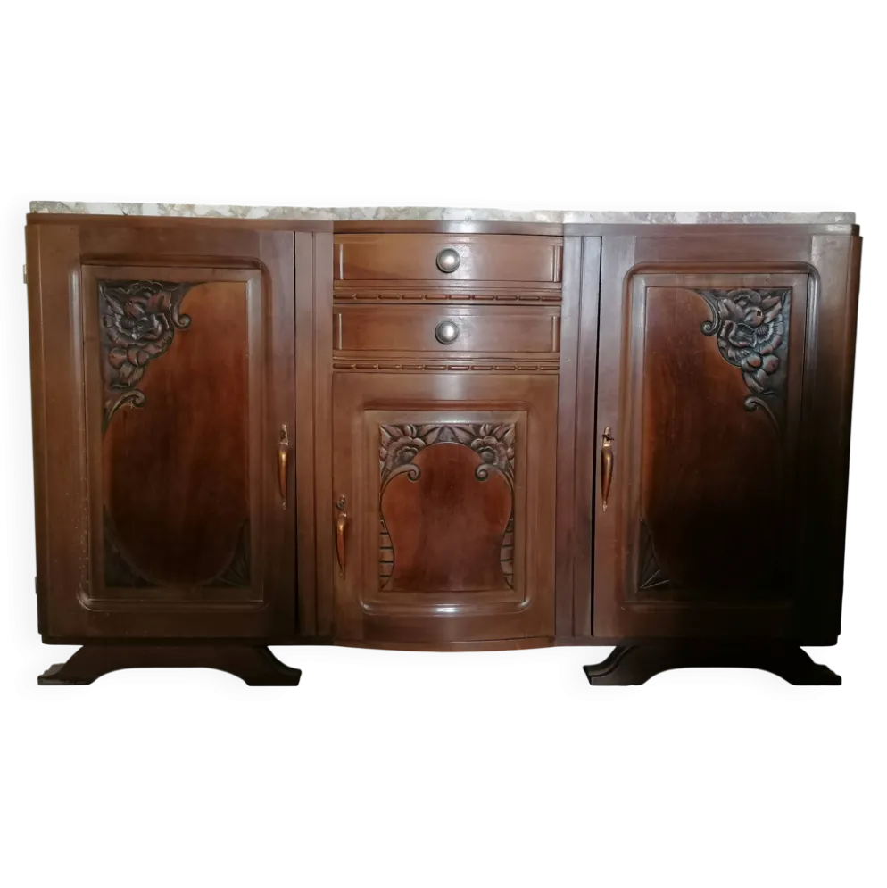 Buffet bois et marbre