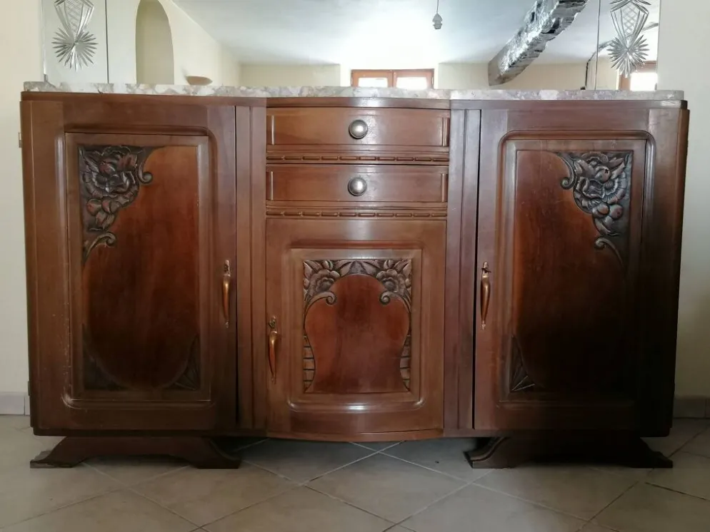 Buffet bois et marbre