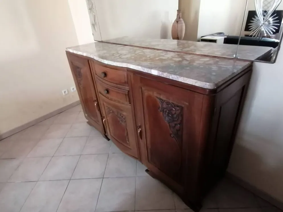 Buffet bois et marbre