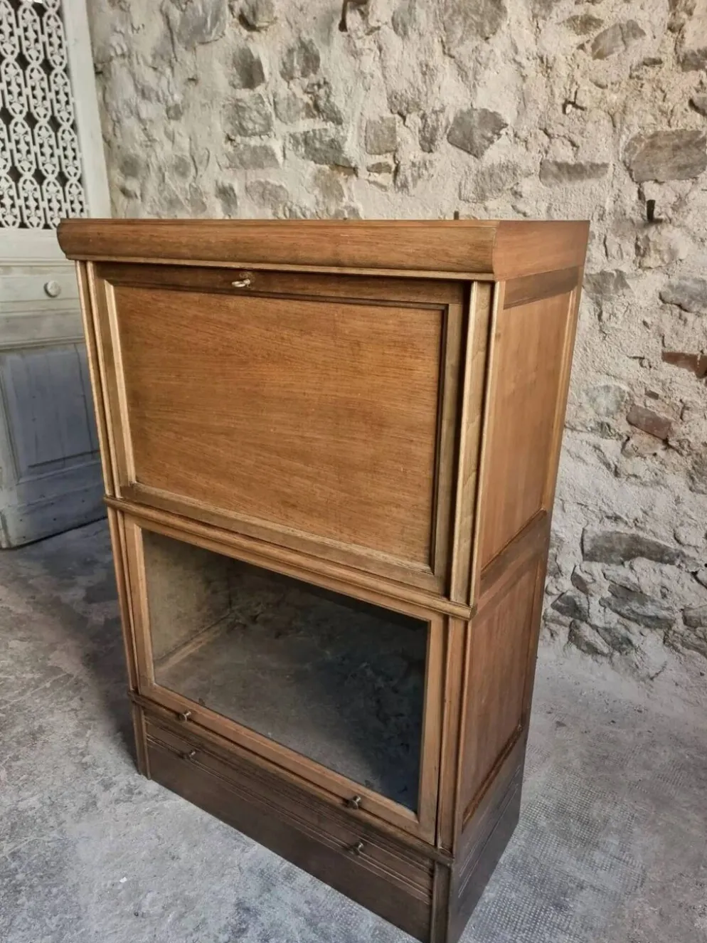 Buffet à boissons vintage style Globe Wernicke, meuble bar modulaire en acajou, vitrine des années 1960
