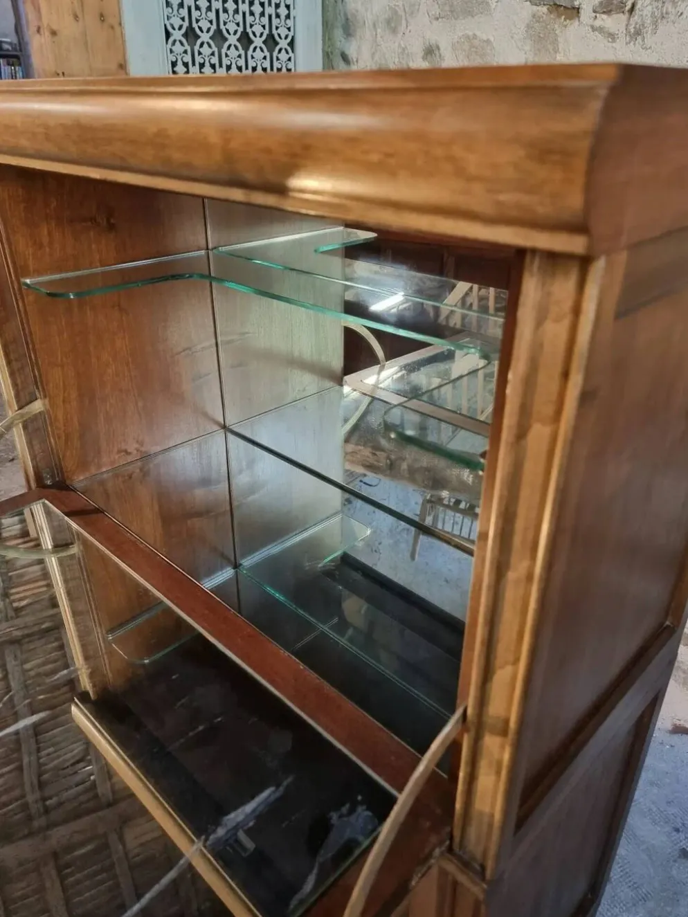 Buffet à boissons vintage style Globe Wernicke, meuble bar modulaire en acajou, vitrine des années 1960