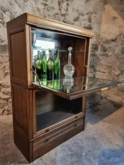 Buffet à boissons vintage style Globe Wernicke, meuble bar modulaire en acajou, vitrine des années 1960