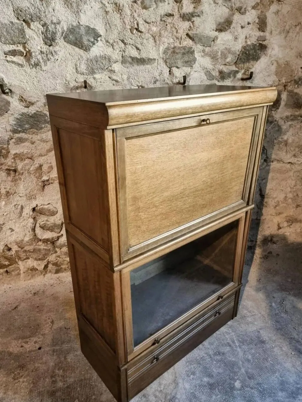 Buffet à boissons vintage style Globe Wernicke, meuble bar modulaire en acajou, vitrine des années 1960