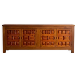 Buffet brutaliste en chêne français, années 1970