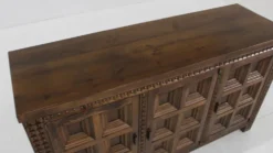 Buffet brutaliste espagnol vintage en noyer massif des années 1960