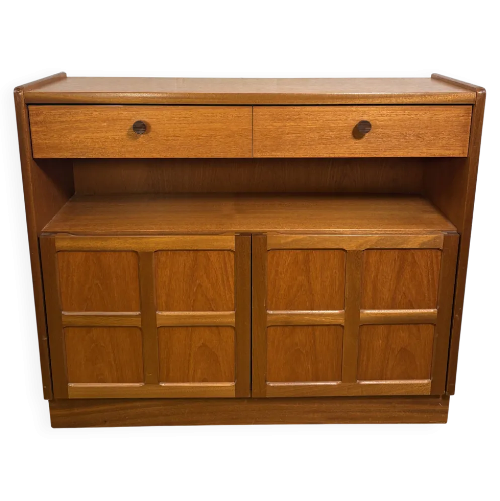 Buffet compact vintage Nathan Squares en teck | Années 1960-1970 | Gamme Squares