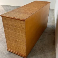 Buffet / crédence vintage en rotin et bambou, années 1970