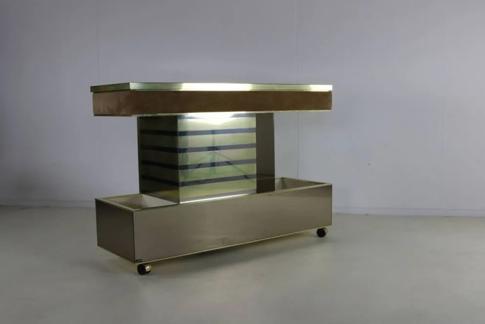 Buffet de bar design des années 70 par Harvey Guzzini pour Stilglass Donati