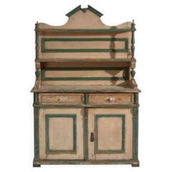 Buffet de cuisine en pin de deux portes et étagères – Europe centrale, vers 1910