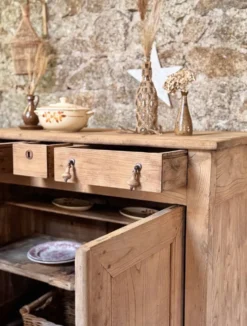 buffet de ferme bois brut aérogommé