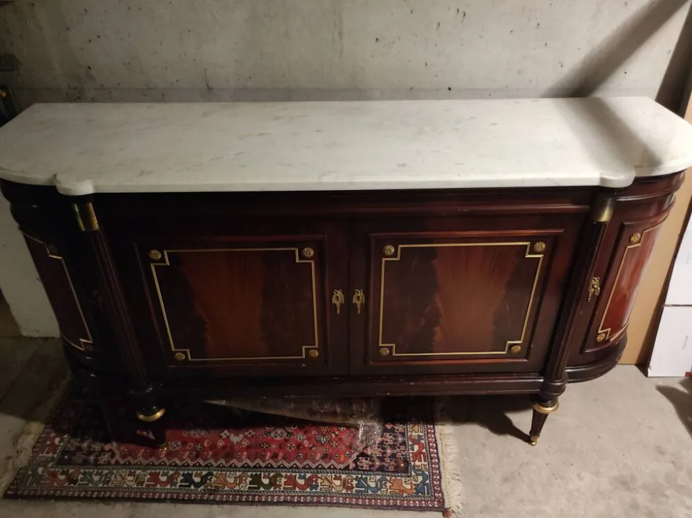 Buffet d'enfilade style Louis XVI avec plateau en marbre