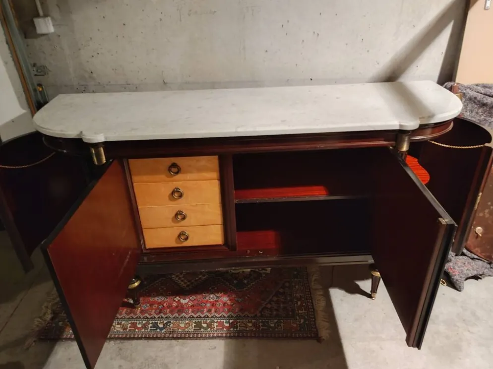 Buffet d'enfilade style Louis XVI avec plateau en marbre