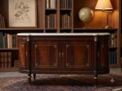 Buffet d'enfilade style Louis XVI avec plateau en marbre
