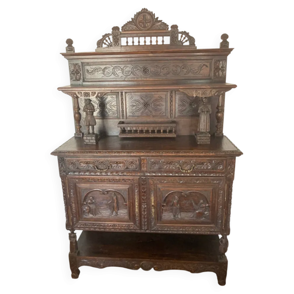 Buffet - Desserte - Meuble Artisanal Breton en chêne massif sculpté