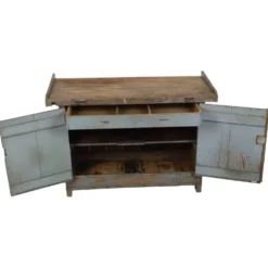Buffet de travail ancien bleu au caractère unique 124 cm