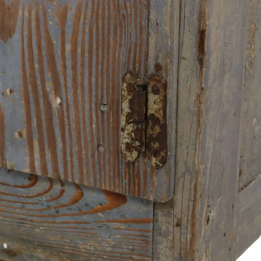 Buffet de travail ancien bleu au caractère unique 124 cm