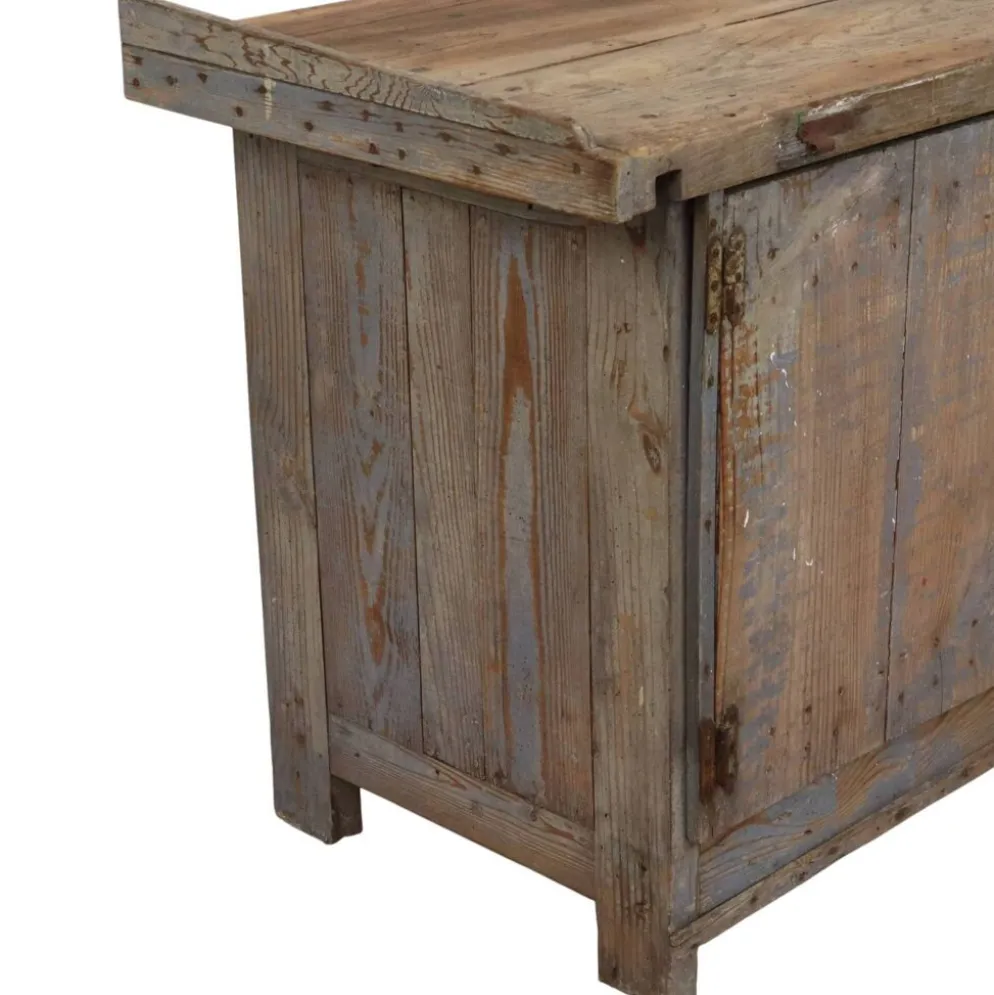 Buffet de travail ancien bleu au caractère unique 124 cm
