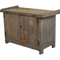 Buffet de travail ancien bleu au caractère unique 124 cm