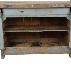 Buffet de travail ancien bleu au caractère unique 124 cm