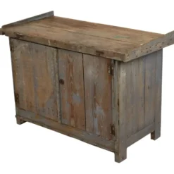 Buffet de travail ancien bleu au caractère unique 124 cm