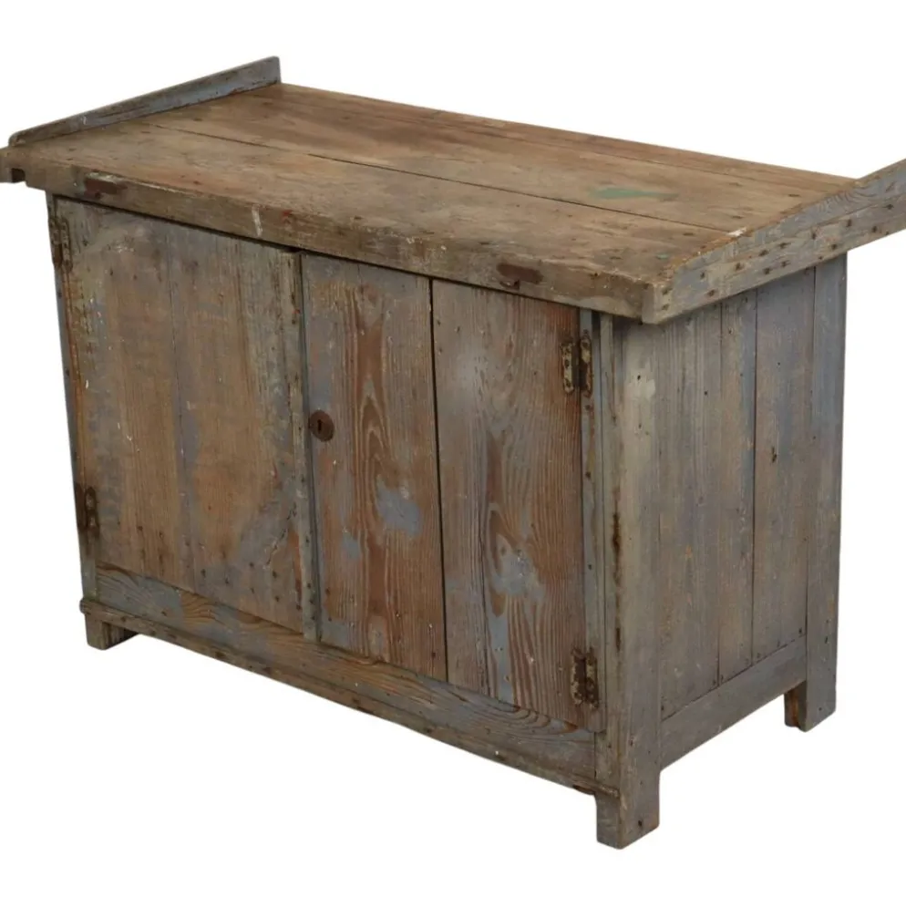 Buffet de travail ancien bleu au caractère unique 124 cm