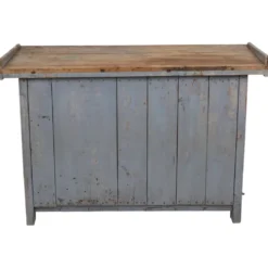 Buffet de travail ancien bleu au caractère unique 124 cm