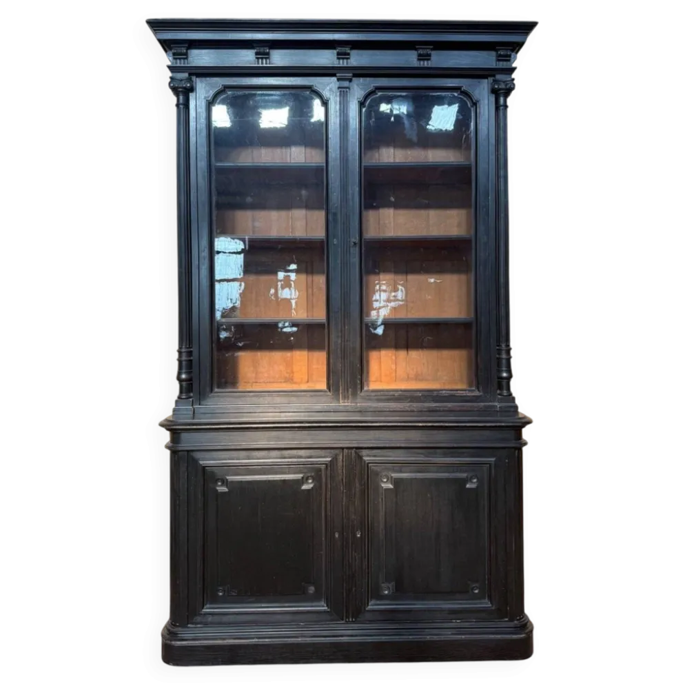 Buffet deux corps vitré – Époque Napoléon III – Bois ébonisé – XIXe siècle