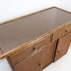 Buffet en bambou et rotin du milieu du siècle - 1960s