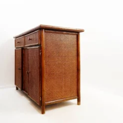 Buffet en bambou et rotin du milieu du siècle - 1960s