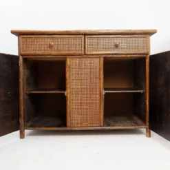 Buffet en bambou et rotin du milieu du siècle - 1960s