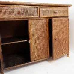 Buffet en bambou et rotin du milieu du siècle - 1960s