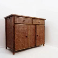 Buffet en bambou et rotin du milieu du siècle - 1960s