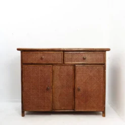 Buffet en bambou et rotin du milieu du siècle - 1960s