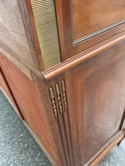 Buffet enfilade Louis XVI en acajou massif plateau marbre blanc 222cm 1950