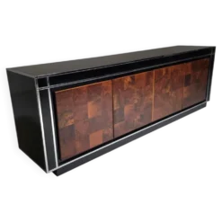 Buffet en noyer de bouleau et laque noire par Mario Sabot, Italie, années 1970.