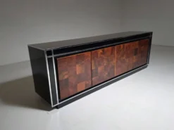Buffet en noyer de bouleau et laque noire par Mario Sabot, Italie, années 1970.
