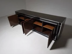 Buffet en noyer de bouleau et laque noire par Mario Sabot, Italie, années 1970.