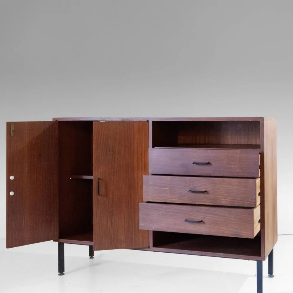 Buffet en palissandre de style mid-century moderne avec tiroirs, Italie années 1970.
