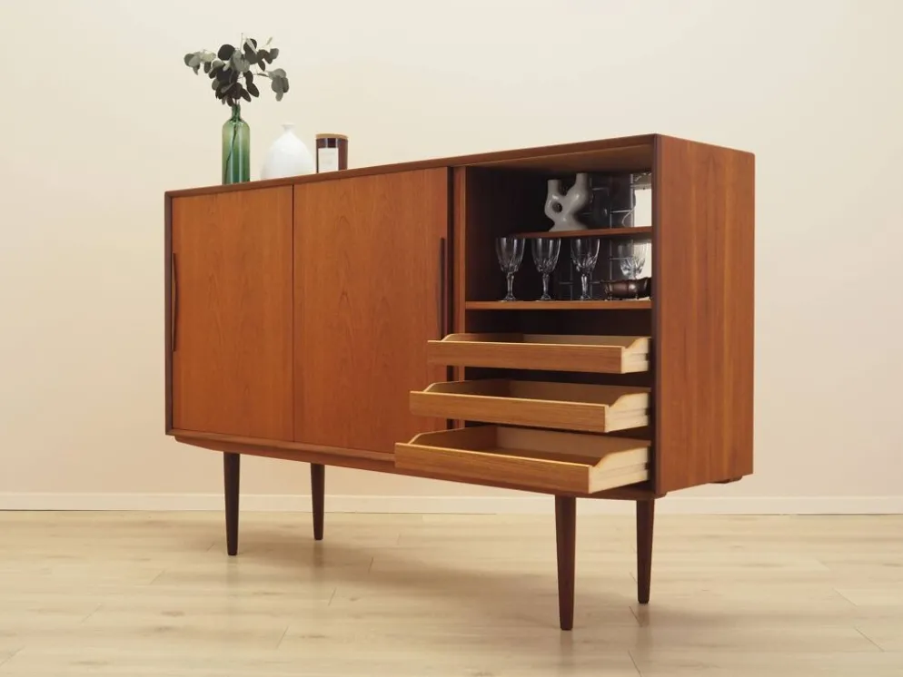 Buffet en teck avec section bar, Danemark, années 1960.