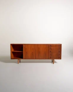 Buffet en teck danois avec portes coulissantes, années 1960