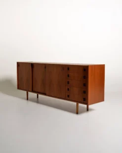 Buffet en teck danois avec portes coulissantes, années 1960
